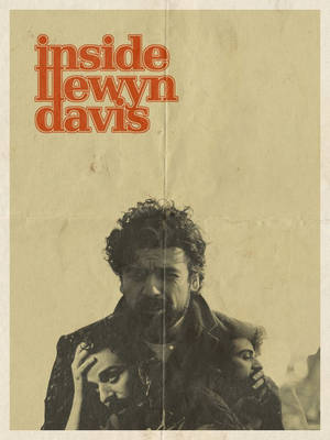復古海報，特寫一個男人抱著兩個孩子，橙色文字寫著「inside hewyn davis」。 — 火影忍者海報 壁紙