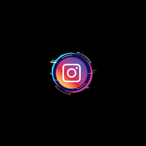黑色背景上帶有彩色故障效果的Instagram標誌