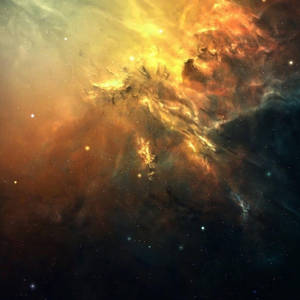 火熱的橙色和藍色星雲在深空中閃爍著星星。 — iPad Pro 壁紙