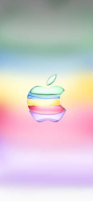 半透明彩虹Apple標誌在粉彩漸變背景上