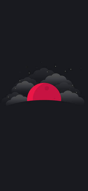 紅日從黑暗的雲層後升起，在繁星點點的夜空下。