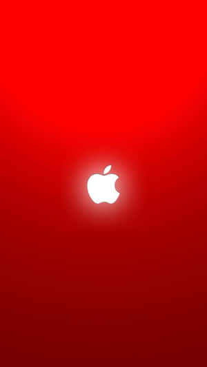 白色Apple標誌在紅色漸變背景上發光。