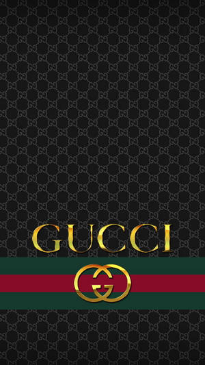 黑色背景上的Gucci標誌，帶有綠色和紅色條紋。 — iPhone 12 Pro GIF 壁紙