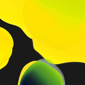 黃色、綠色和黑色的動態抽象形狀，帶有平滑漸變。