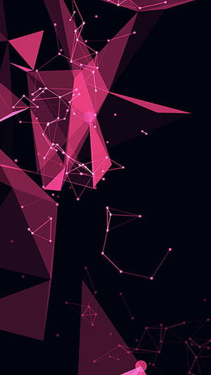 黑色背景上帶有粉紅色幾何形狀和發光點的抽象數位藝術 — iPhone 12 Pro GIF 壁紙