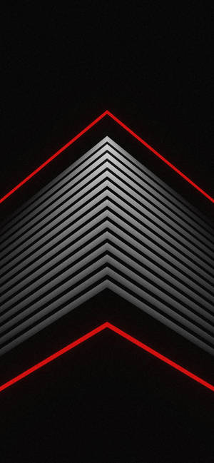 抽象數位藝術作品，黑色背景上帶有發光的紅色和灰色人字形 — iPhone 14 Pro 壁紙