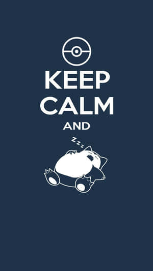 卡比獸喺藍色背景上嘅「Keep Calm and」文字下面瞓覺