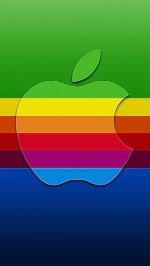 彩虹Apple標誌在漸變綠藍背景上