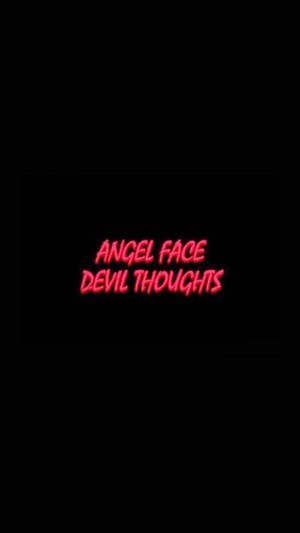 黑色背景上顯示 angel face devil thoughts 的紅色霓虹燈文字 — 鬼滅之刃 iPhone 壁紙