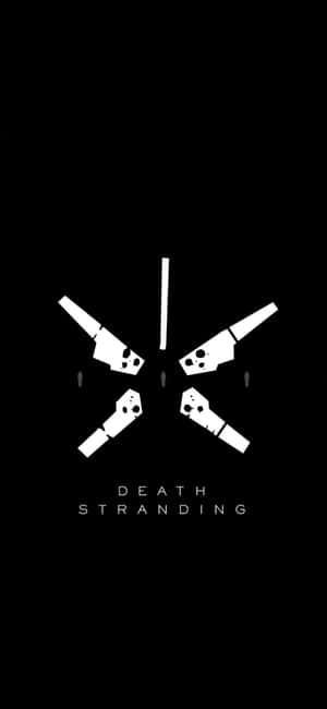 白色交叉手槍帶有骷髏和黑色背景上的 Death Stranding 文字。 — Pixel 11 Pro XL 壁紙