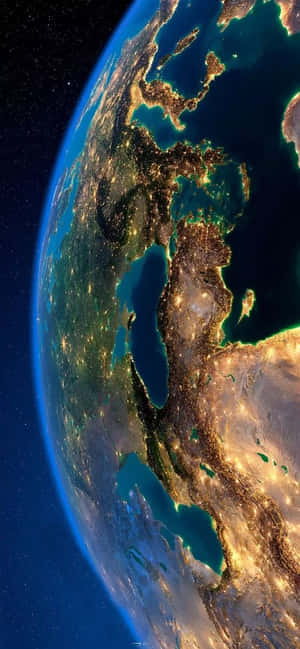 夜晚的地球，閃爍的城市和星空 — 銀河A07s 壁紙