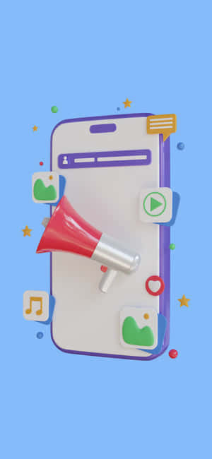 智能手機帶有擴音器和漂浮的應用程式圖標。 — OnePlus 壁紙