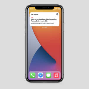 iPhone 在彩色漸變背景上顯示新聞提示和應用程式圖標。