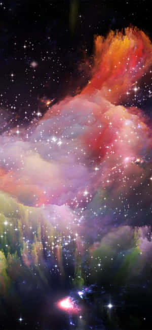 色彩繽紛的宇宙星雲，星星在太空中旋轉。