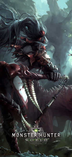 Monster Hunter 戰士身穿暗色盔甲，在迷霧洞穴中揮舞帶刺武器。
