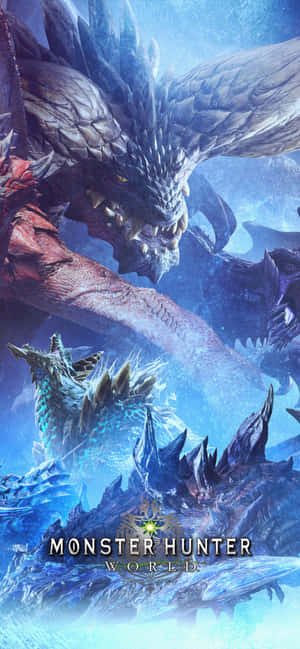 巨型冰龍主宰雪地戰場，在Monster Hunter World中有較小的怪物。
