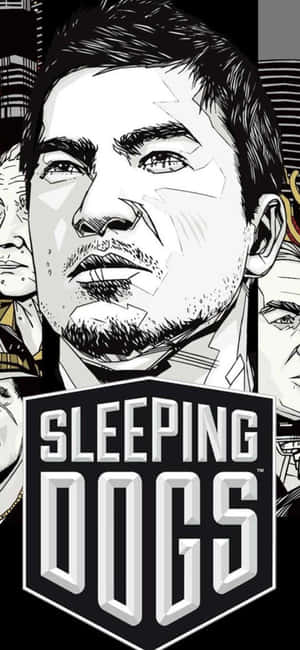 來自遊戲《Sleeping Dogs》的鬍子男人特寫漫畫藝術，眼神銳利。 — RedMagic 壁紙