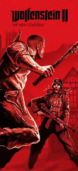 一名士兵在紅色色調的戰鬥場景中向納粹士兵揮舞球棒。
