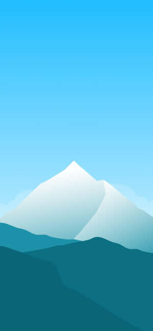 在晴朗的藍天下，藍綠色山丘之上，一個積雪的山峰。 — Pixel 7 壁紙