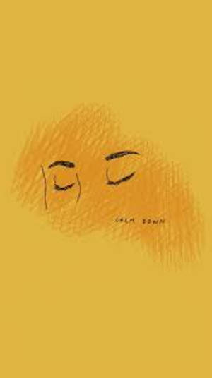 黃色背景上閉上眼睛的草圖與 calm down 文字。