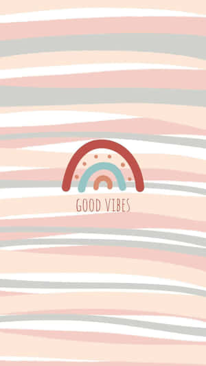 粉彩條紋背景，帶有彩虹和 good vibes 文字。