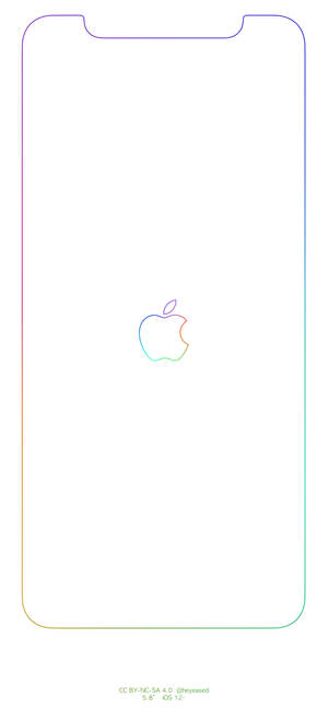 iPhone 螢幕，帶有彩虹 Apple 標誌和細彩色邊框