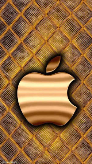 金色Apple標誌在紋理鑽石網格背景上
