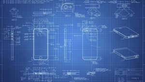 iPhone 5 的技術藍圖，包含組件尺寸和裝配細節。 — 設計 壁紙