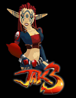來自 Jak 3 電子遊戲的兇猛精靈戰士角色，帶有火焰標誌。