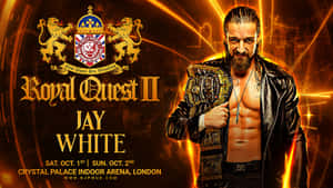 摔角手 Jay White 在 Royal Quest II 活動中手持冠軍腰帶。