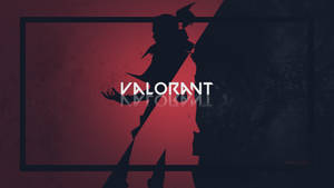 Valorant 遊戲標誌，角色剪影置於紅色和深色背景上。