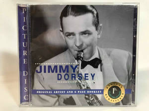 爵士音樂家Jimmy Dorsey在Picture Disc CD封面上吹奏色士風的肖像。