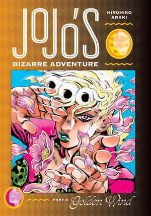 JoJo的奇妙冒險 第5部 黃金之風的動畫封面， featuring 一個金髮角色和粉紅花朵。 — iPad 第10代 壁紙