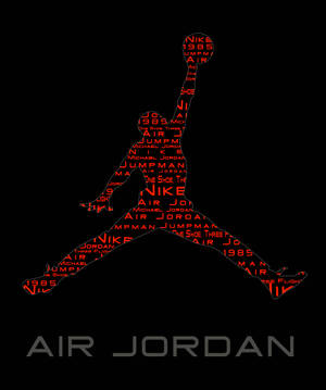 紅色文字填充的米高佐敦入樽剪影，黑色背景，下方有「Air Jordan」文字。