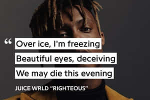 Juice WRLD 嘅肖像，上面疊加咗歌詞。 — 勵志語錄 壁紙