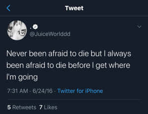 一則黑暗的Twitter帖子，包含關於對死亡和未知目的地的恐懼的引言。 — 勵志語錄 壁紙