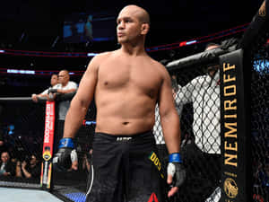 專業MMA戰士在比賽期間站在八角籠內。