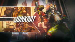 在工業環境中手持爆炸性武器的遊戲角色Junkrat