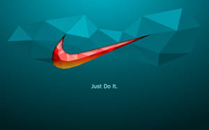 紅色和橙色低多邊形風格的Nike勾號標誌，帶有「Just Do It」文字。 — 型格 Nike 壁紙