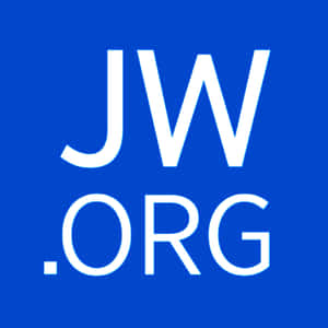 藍色背景上的白色 JW.ORG 標誌。