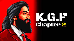 K.G.F Chapter 2的數碼藝術海報， featuring 一位鬍鬚男子穿著紅色西裝。