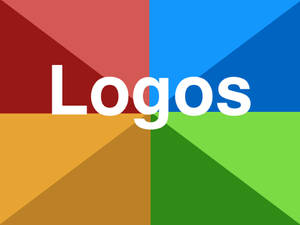 鮮豔的幾何背景，帶有粗體白色文字「Logos」