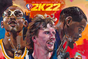 NBA 75 週年紀念版 2K22 封面，以大膽繪畫風格呈現傳奇籃球運動員。