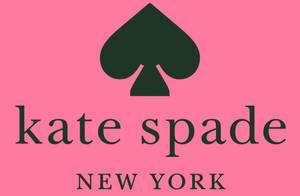 Kate Spade New York 標誌，粉紅色背景上有綠色黑桃