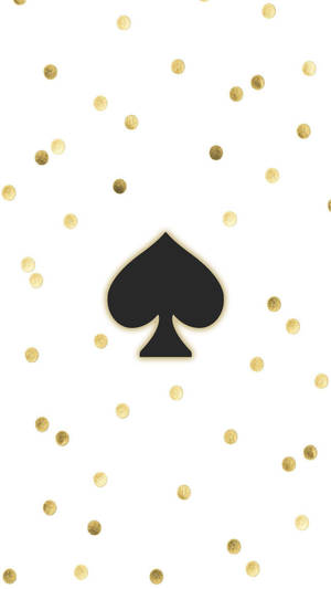 白色背景上帶有金色紙屑的黑色黑桃圖標。