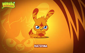 來自 Moshi Monsters 的 Katsuma，一隻有著藍色眼睛的橙色卡通怪物。