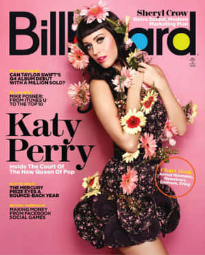 Katy Perry 身穿花卉連衣裙在粉紅色 Billboard 雜誌封面上。 — 4:5 壁紙