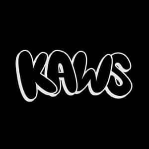 黑色背景上的白色風格化KAWS標誌