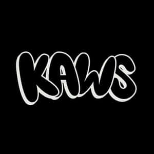 黑色背景上的白色風格化KAWS標誌