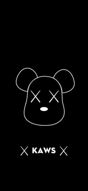 黑色背景上帶有 X 眼睛的 KAWS 熊標誌